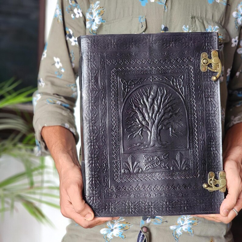 Embossed Tree of Life Leather Journal: Handmade Writing Notebook - Etsy