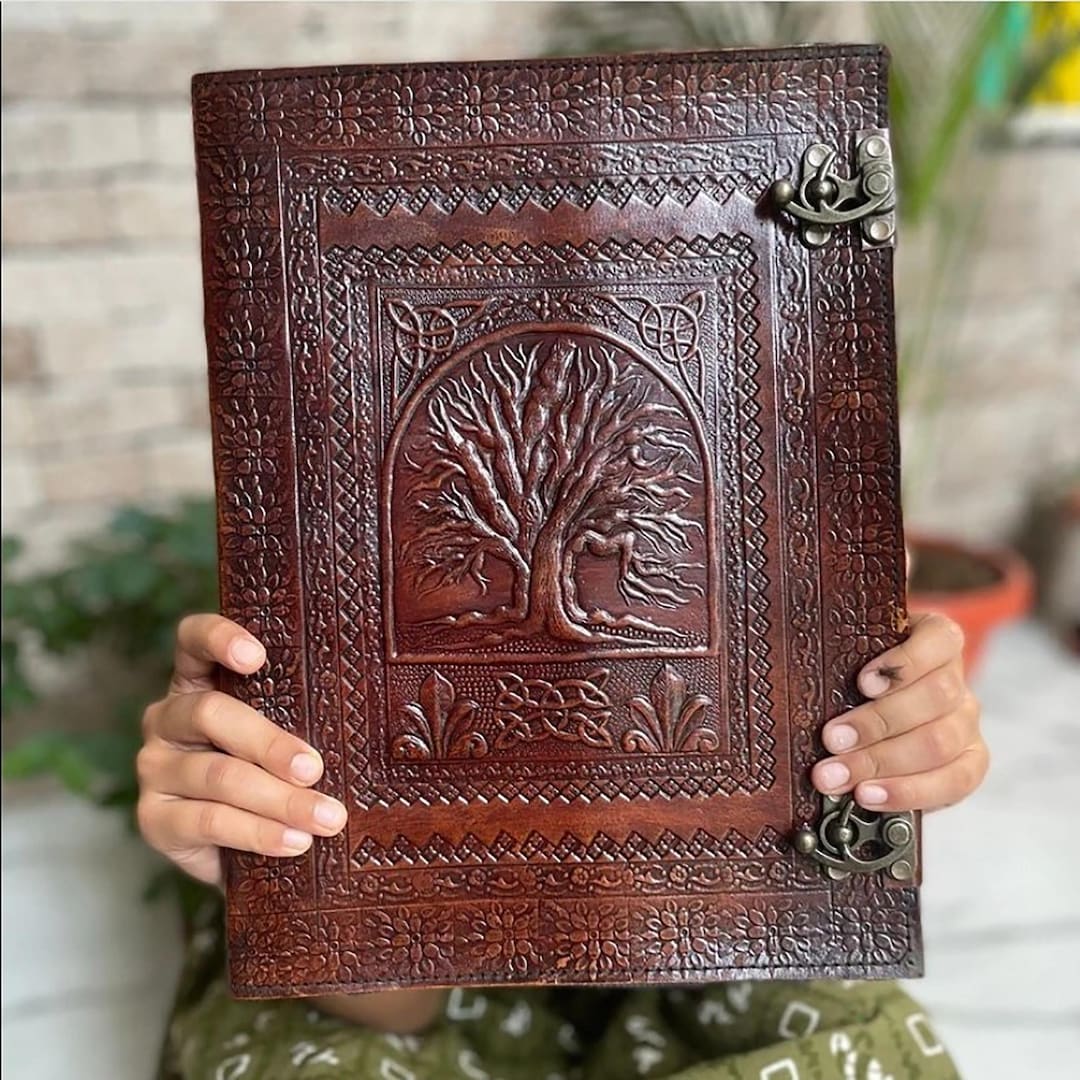 Embossed Tree of Life Leather Journal: Handmade Writing Notebook - Etsy
