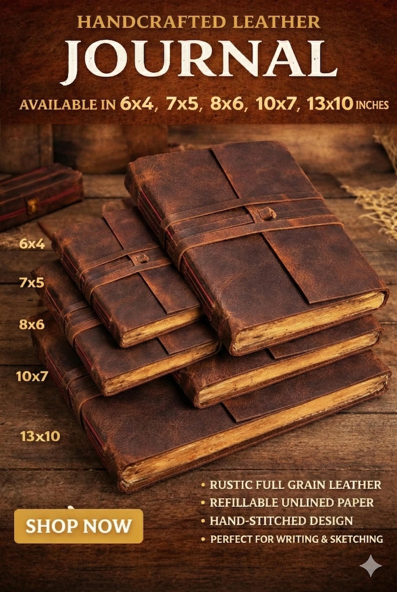 Personalized Leather Journal - Handmade Leather Bound Rustic Writing ...