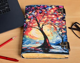 Diario de cuero Árbol de la Vida, Libro Grimorio de las Sombras, Cuaderno de bocetos en blanco