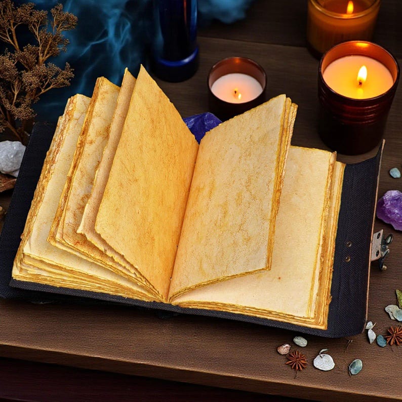 Grimoire Triple Moon Book of Spells Embossed Leather Journal, Witchcraft, Wiccan/Pagan 400 Page Grimoire, Magic Spellbook Gift For Witches. image 7