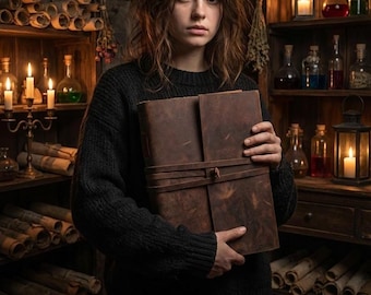 Large Soft leather Bound Handmade Journal, Vintage Notebook | Handmade Deckle Edge Paper