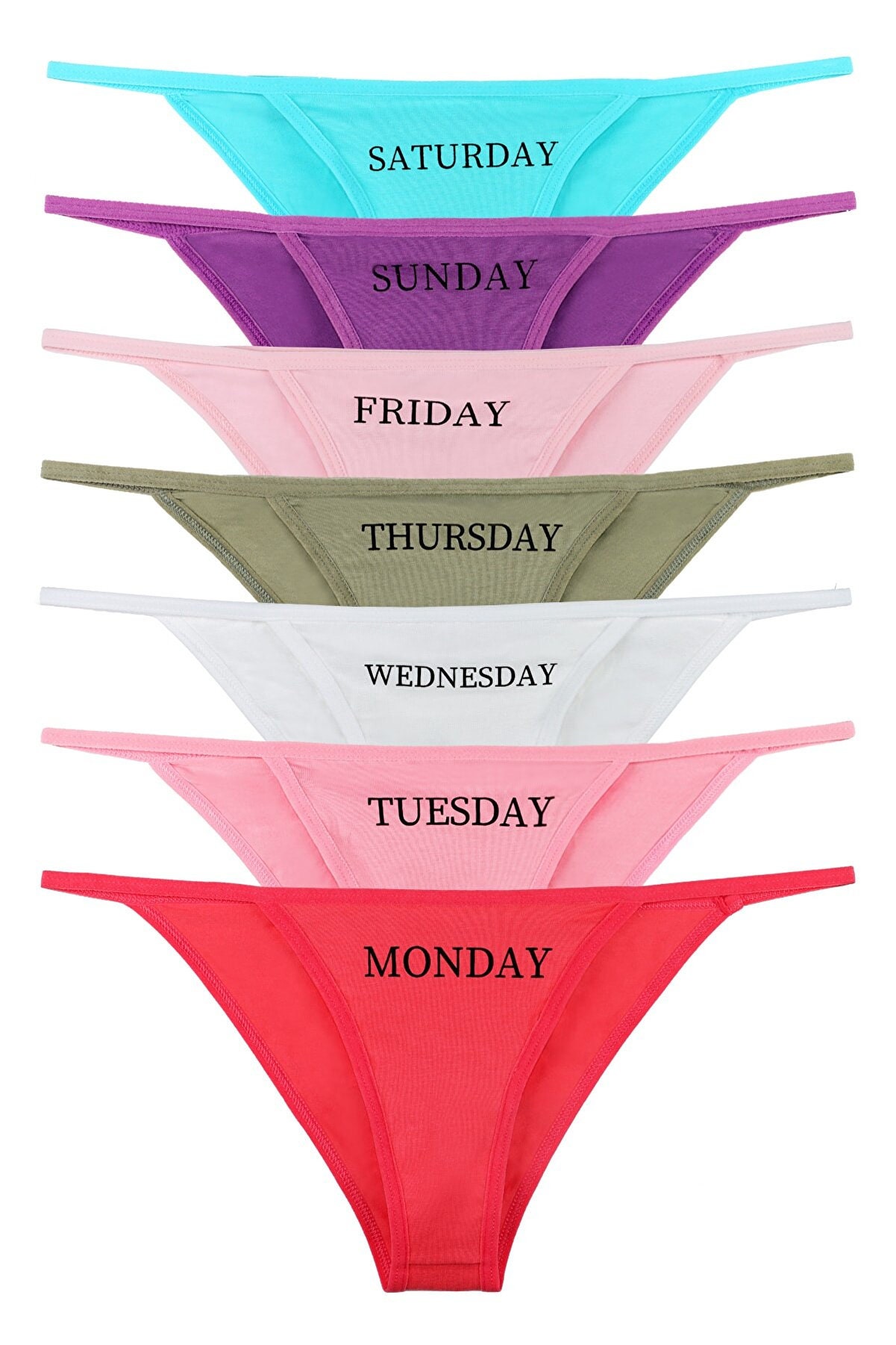 Set of Seven Days Panties Hand Embroidered Days of the Week
