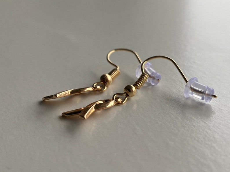 Cancer Survivor Earrings Survivor Jewelry Golden Breast Cancer Awareness Ribbon Earrings Sterling Silver Earrings