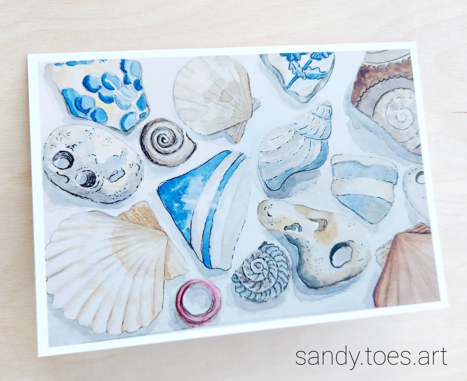 Greetings Cards. Watercolour Print Card. Shells. Nature Original Art ...