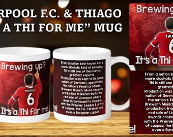 Liverpool FC & Thiago - "Browing Up? It's a Thi for me!" - Lustiger Geschenkbecher