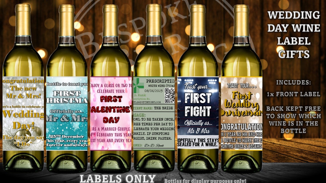 Wedding Wine Label Gift Set Bottles for All Milestones Wedding