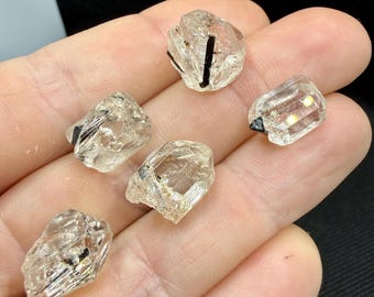 Set of 3 Gem Terminated Topaz with Black Tourmaline Crystals