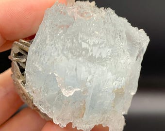 Incredible Icicle  Etched Aquamarine - Needle Termination with Mica
