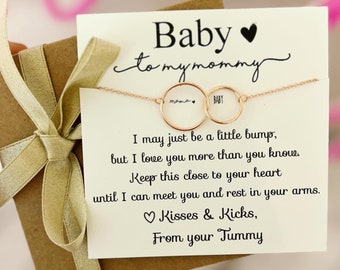 New mom baby and me infinity necklace, NON-Tarnish, Congratulations baby gift, pregnancy gift, gender reveal gift, Box + ribbon included!