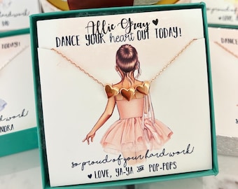 Ballet Recital Gift, Tiny Dancer Heart Charm necklace, dance recital, Dance showcase gift, Ballet Necklace, Congratulations dancer necklace