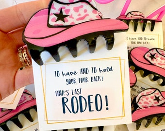 Laatste rodeo, cadeau vrijgezellenfeest, cadeau bruidsmeisje Nashville, cowgirl, cowboy bruidscadeau, klauwklem bruidsmeisje, gunst bruidsfeest