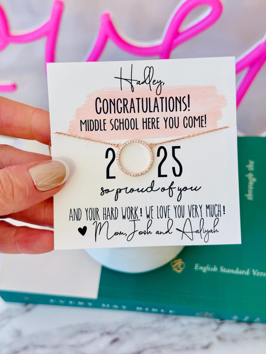 2025 High School Graduation Gift Circle Pendant Necklace, Grad Gift ...