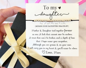 To my Daughter, &quot;Daughter&quot; Morse Code bracelet, Card, box and ribbon included! Daughter gift, Mother daughter bracelet, Mother&#39;s day gift
