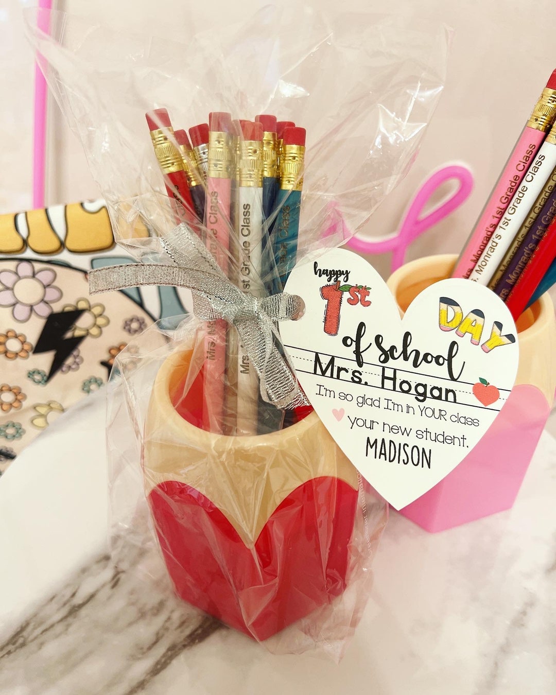 First Day of School Teacher Gift Engraved Pencils Back to School