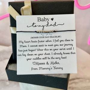 Nouveau bracelet « papa » code morse papa, cadeau de félicitations pour bébé, cadeau de grossesse, cadeau de baby shower et de révélation de genre ! Carte, boîte + ruban inclus !
