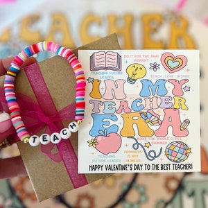 In my Teacher Era Valentijnsdag lerarencadeau! Teach-armband, kaart, doos en lint!, Docent Valentijnsdagcadeau, Happy Valentine's Day-cadeau