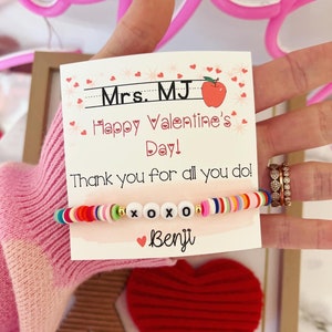 XOXO armband leraar Valentijnsdag cadeau! Teach-armband, kaart, doos en lint!, Docent Valentijnsdagcadeau, Fijne Valentijnsdag!