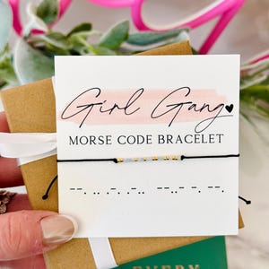 Girl Gang, pulsera de código Morse, regalo de madre e hija, regalo de baby shower, embarazo, revelación de género, tarjeta, caja + cinta incluida.