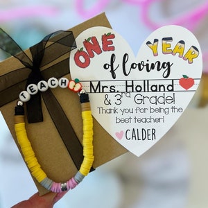 Teacher thank you gift! End of year teacher gift teach bracelet!