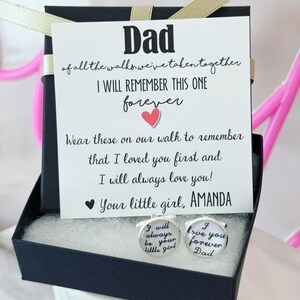 Regalo de gemelos del padre de la novia, regalo de la novia a papá, regalo de la hija del padre, tarjeta, caja y cinta incluidas, gemelos de boda