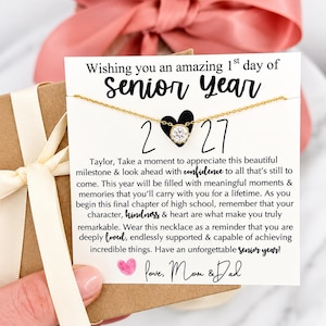 TOP SELLER! Senior Year High School CZ Dainty Stone Necklace gift for daughter, Non-Tarnish, hypoallergenic, card, box + ribbon included
