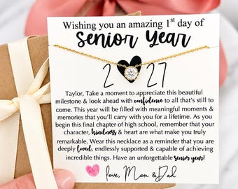 Senior Year High School CZ Dainty Stone Necklace gift for daughter or friend, Non-Tarnish, hypoallergenic, card, box + ribbon included!
