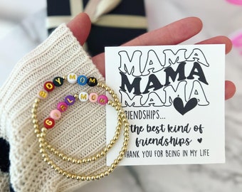 Boy Mom of Girl Mom vriendschapsarmband, armband, kaart, doos + lint! Mama Friend-cadeau, beste vriend-moederarmband
