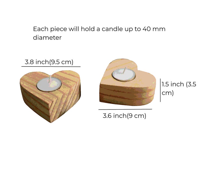 Handmade tea light heart shape holder set of 2, wooden candle heart shape holder, heart candle holder, Anniversary gifts ,home decor, image 8