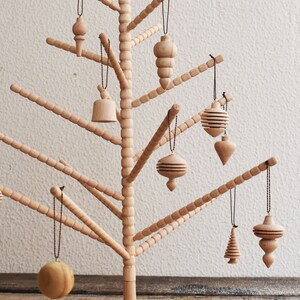 Hand turned small wooden Christmas tree ornaments, Wooden Christmas tree decoration, Christmas decoration ornaments image 4