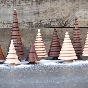 Handmade set of 8  Wooden Christmas Trees |Wood Christmas tree, Handmade Wooden Christmas Table decoration | Christmas Tree forest