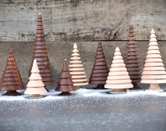 Handmade Wooden Christmas Tree Set: Tabletop Holiday Decor