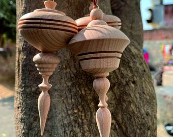 Handmade Wooden Christmas Tree Ornaments: Hand Turned Holiday Decor
