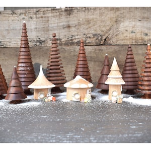 Handmade Wooden Christmas village |Wood Christmas tree, Handmade Wooden Christmas Ornament Table decoration | Wood Christmas Tree VILLAGE