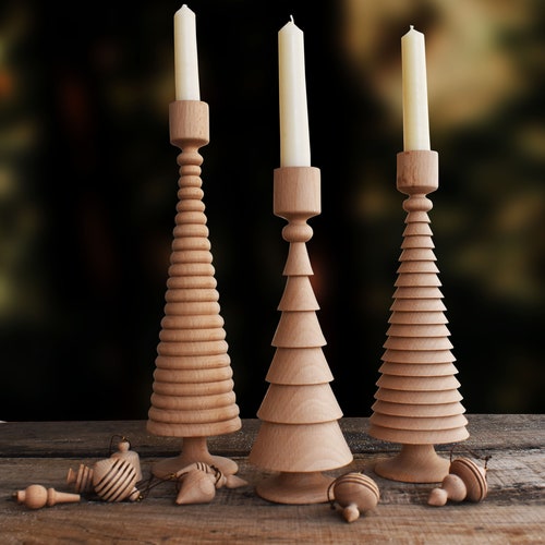 Handmade SET OF 3 Christmas Tree Shape Candle Holder Set of 3 Etsy