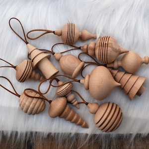 Handmade wooden Christmas tree ornaments, Hand Turned Wooden Christmas decoration, Christmas decoration ornaments