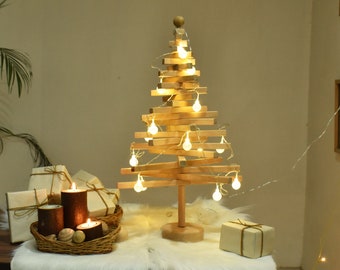 2 and 3 feet Wooden Christmas tree, modern wooden Christmas tree, handmade spiral tree