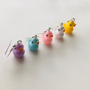 Colorful Duck Dangle Earrings, Resin Duck Earrings, Fun Earrings, Trendy Earrings, Hypoallergenic, Animal Earrings, Gift For Teen