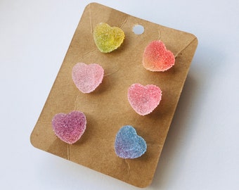 Heart Candy Earrings, Resin Earrings, Heart Earrings, Hypoallergenic, Plastic Stud Earrings, 16mm, Cute Earrings, Trendy Earrings