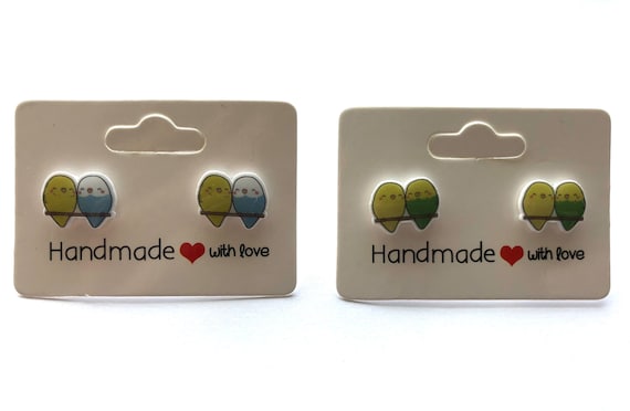 Love Birds Acrylic Stud Earrings, Hypoallergenic Jewelry