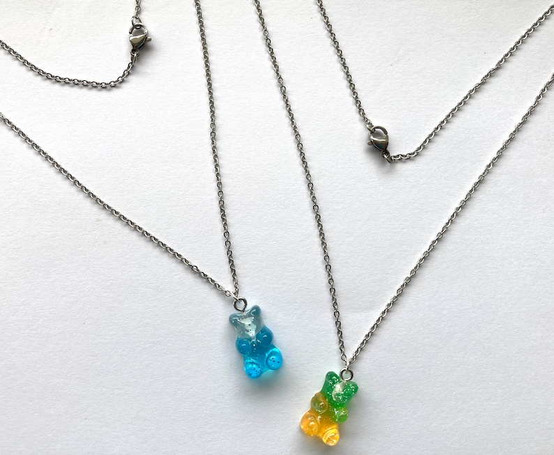 Gummy Bear Charm Necklace Silver Necklace Gummy Bear Charm Etsy