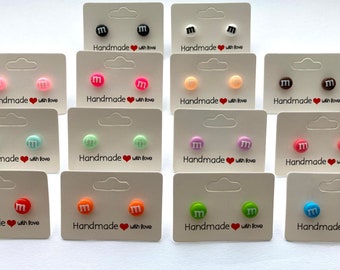 M&M Mini Candy Inspired Stud Earrings, M and M Earrings, Hypoallergenic, Candy Earrings, Trendy Earrings, Stud Earrings, Food Earrings