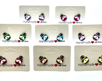 Little Bumblebee Stud Earrings, Cute Bee Earrings, Summer Earrings, Colorful Earrings, Cute Girl Earrings, Hypoallergenic, Stainless Steel
