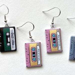 Retro Cassette Mixed Tape Dangle Earrings, 90s Earrings, Cassette 90’s Dangle Earrings, Retro Earrings, Trendy Earrings, Hypoallergenic