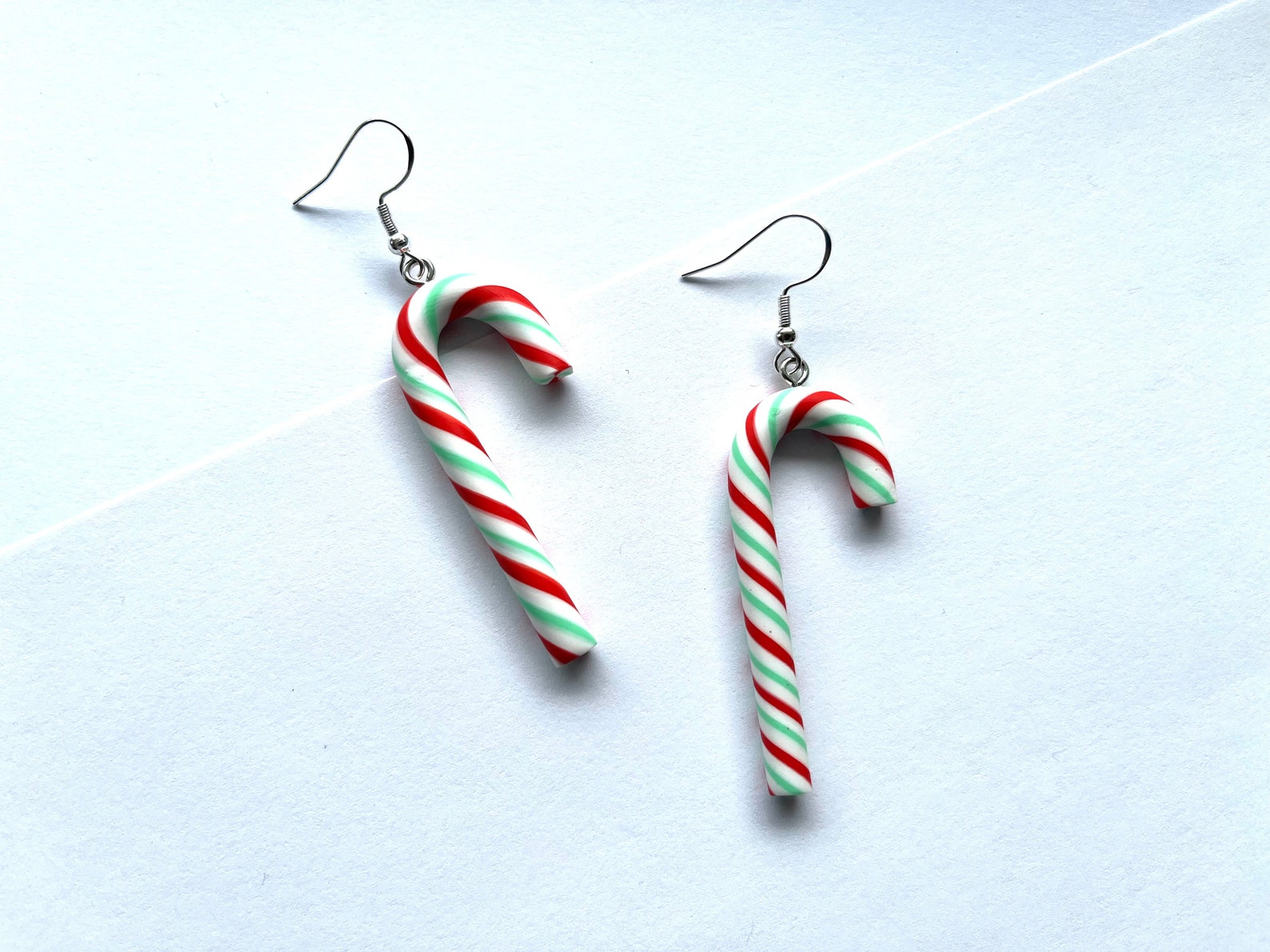 Candy Cane Dangle Earrings Christmas Earrings Etsy