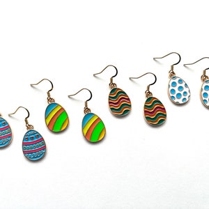 Easter Egg Dangle Earrings, Colorful Egg Earrings, Hypoallergenic, Easter Gift, Food Earrings, Easter Jewelry, Bunny Earrings
