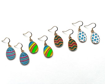 Easter Egg Dangle Earrings, Colorful Egg Earrings, Hypoallergenic, Easter Gift, Food Earrings, Easter Jewelry, Bunny Earrings