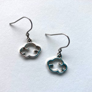 Cloud Dangle Earrings, Aesthetic Earrings, Weather Earrings, Cloud Charm Earrings, Hypoallergenic, Silver Earrings, Minimalist Earrings