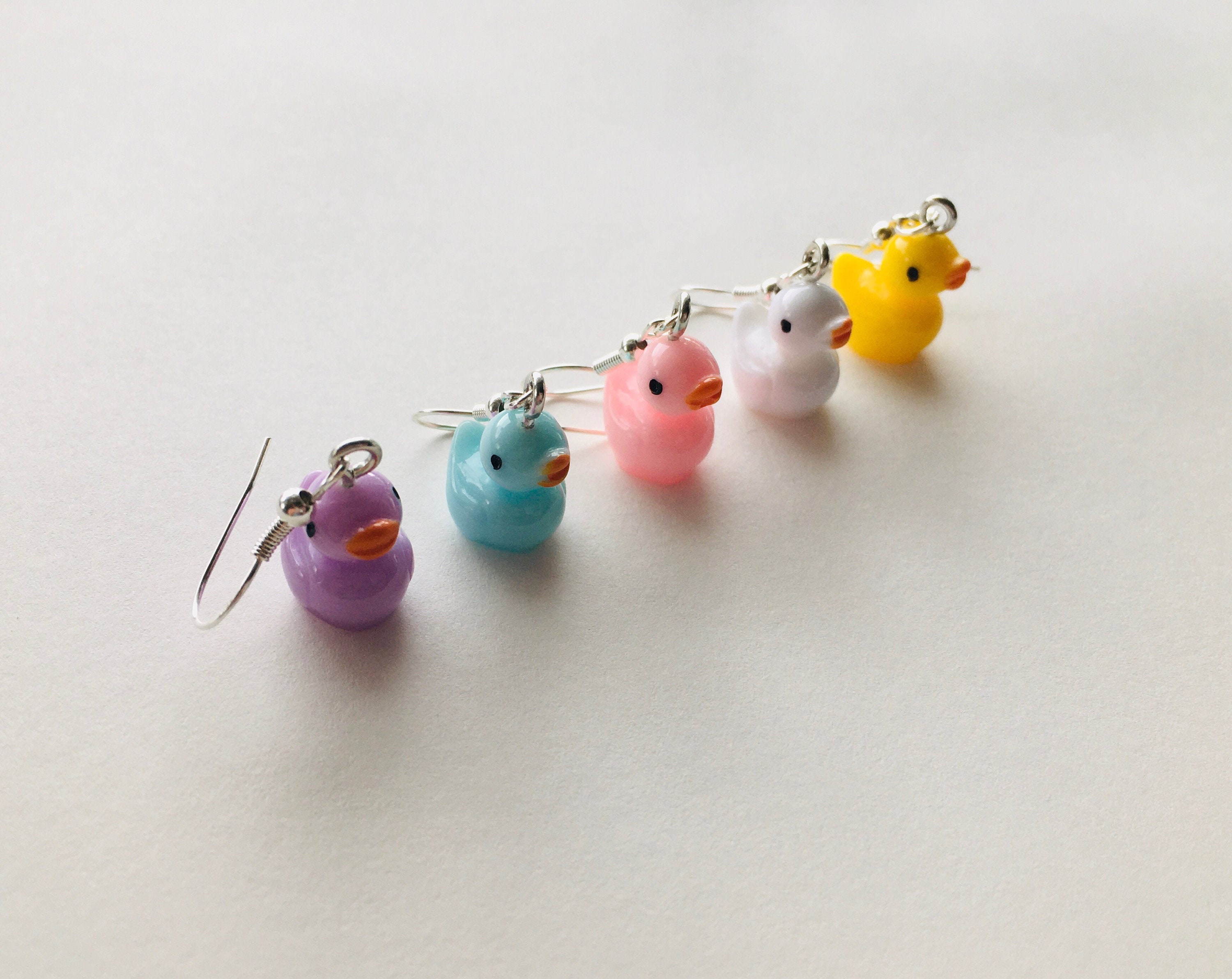 Colorful Duck Dangle Earrings Resin Duck Earrings Fun Etsy