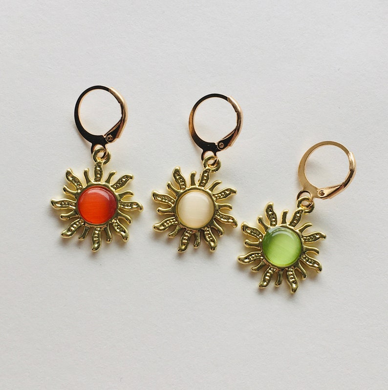 Green Sun White Sun Trendy Earrings Orange Sun Hypoallergenic Aesthetic Earrings Gold Sun Charm Huggie Earrings Rhinestone Sun Charm